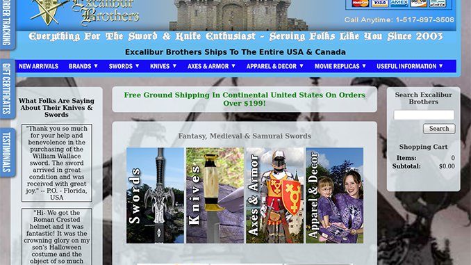 Excalibur Brothers sword store review